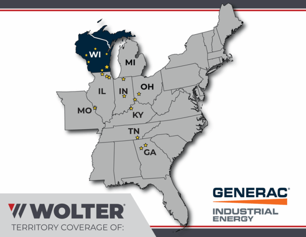Wolter Territory Coverage of Generac Industrial Energy map