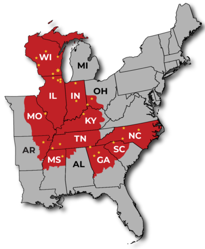 Wolter territory coverage map USA