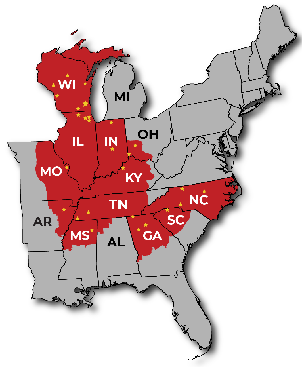 Wolter territory coverage map USA