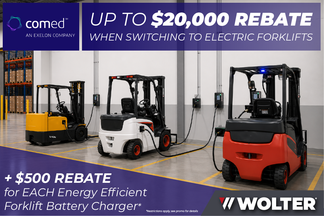 Up to $20,000 rebate for switching to electric forklifts with ComEd