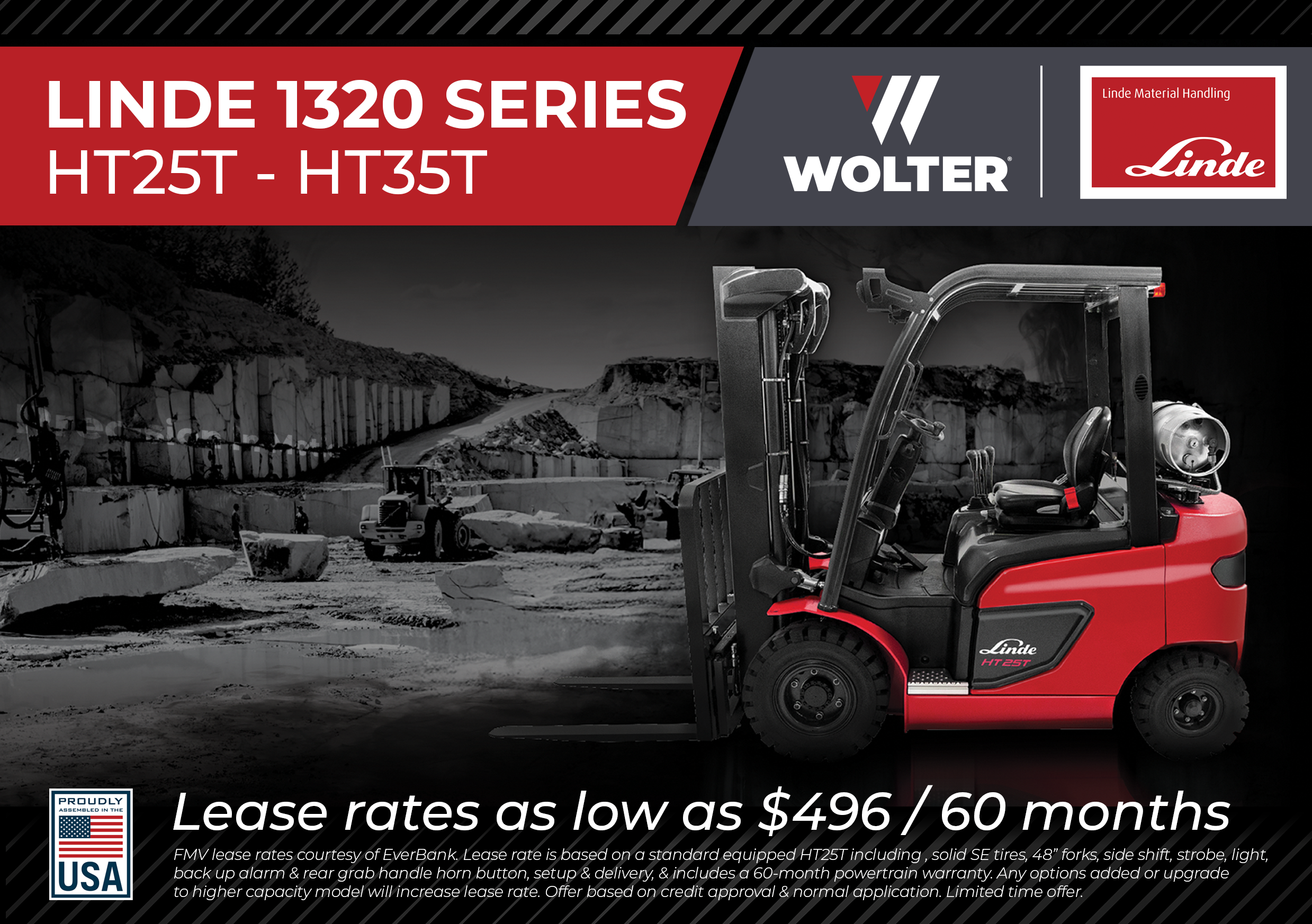 Special Linde Forklift 1320 series lease rate